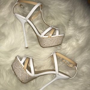 NWOT plaform white and cream platform sandals